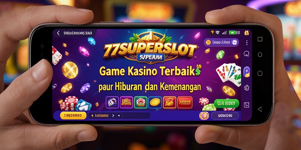 Screenshot utama 77SUPERSLOT menampilkan berbagai permainan Kasino yang tersedia.