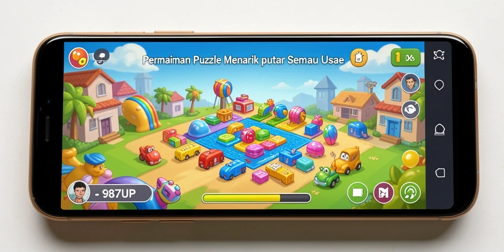 Tangkapan layar permainan 987UP menampilkan gameplay puzzle yang menantang.