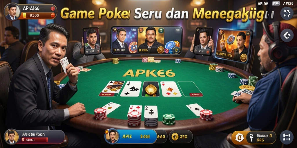 Tampilan antarmuka gameplay Poker yang menawan dan modern.