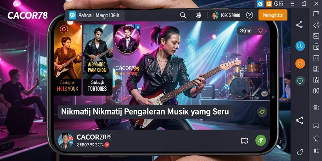 Tampilan screenshot menunjukkan antarmuka <strong>CACOR78</strong> dengan fitur karaoke yang menarik.