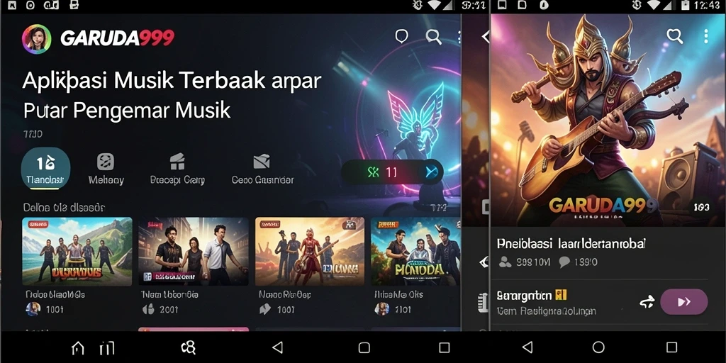 Tangkapan layar gameplay menunjukkan antarmuka pemutar musik GARUDA999.