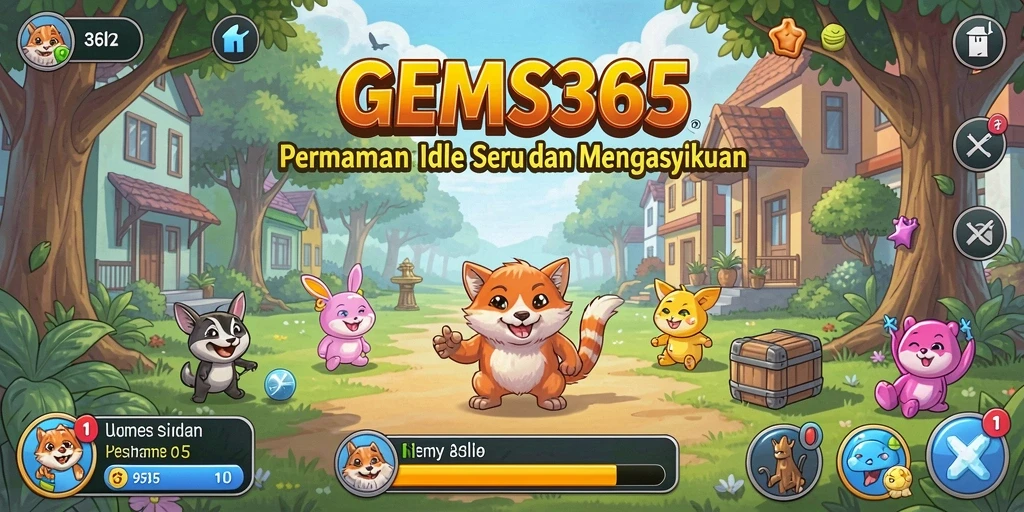 Screenshot GEMS365 menampilkan karakter dalam aksi gameplay Idle yang menarik.