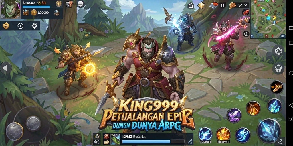 Gameplay intens dan seru dalam KING999 yang menampilkan pertarungan ARPG.