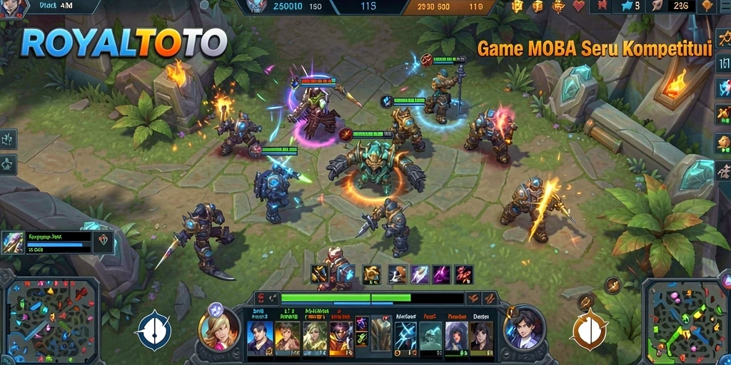 Tampilan aksi seru dalam gameplay MOBA ROYALTOTO.