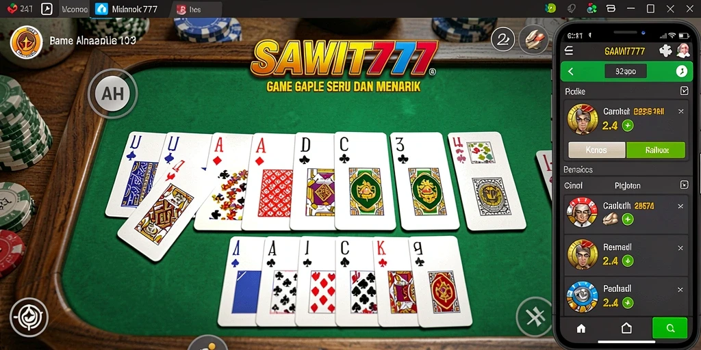Screenshot gameplay SAWIT777 yang menampilkan suasana seru bermain Gaple.