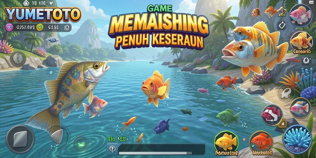 Gameplay menegangkan saat menangkap ikan besar di YUMETOTO.